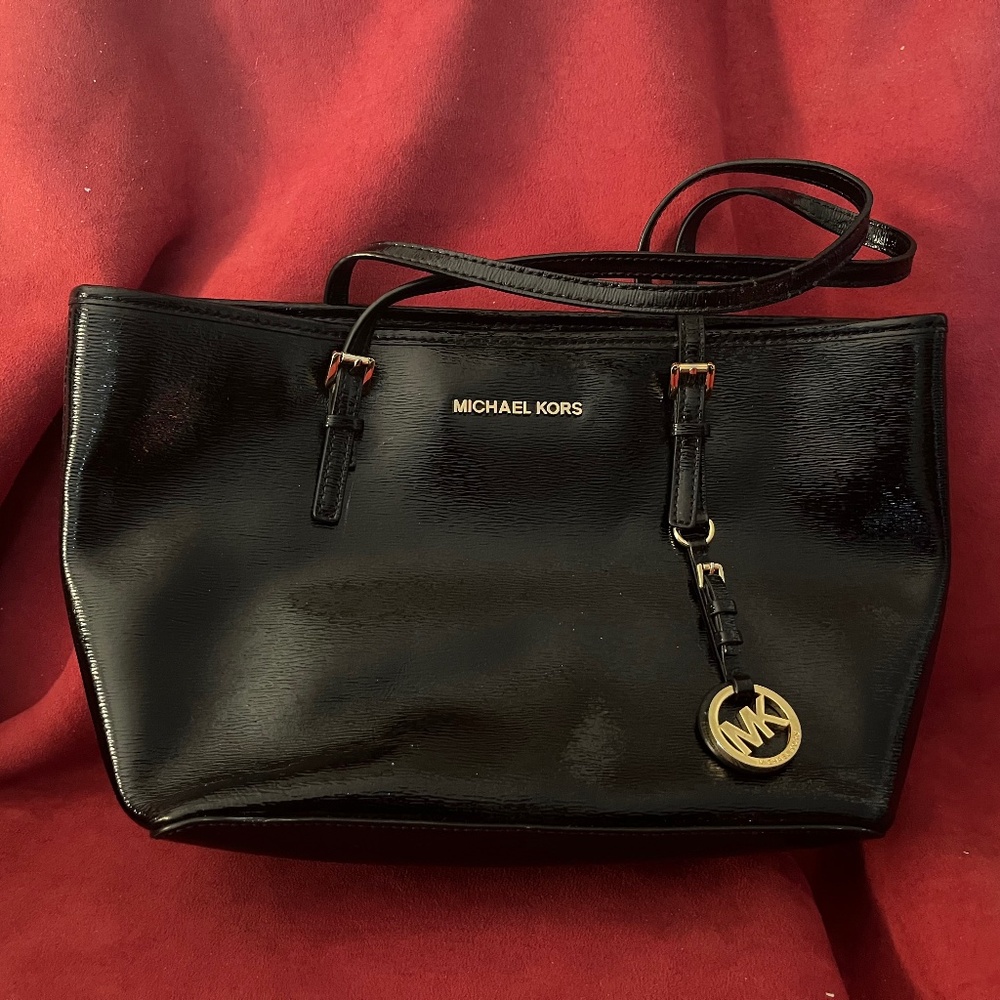 Small MK Shiny Leather Tote